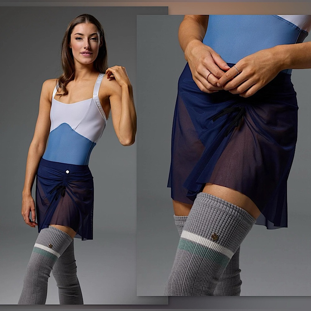 Elegant Navy Blue Sheer Skirt